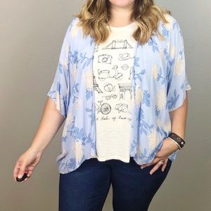 Forever 21 Contemporary Blue Floral Kimono